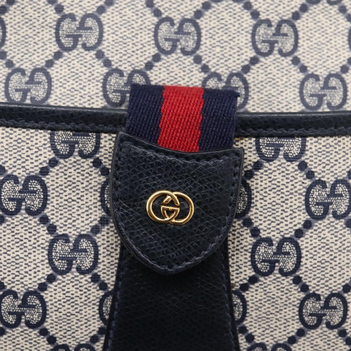 GUCCI GG Supreme Sherry Line Shoulder Bag PVC Navy Gold 001 754 6177 Auth fm5467