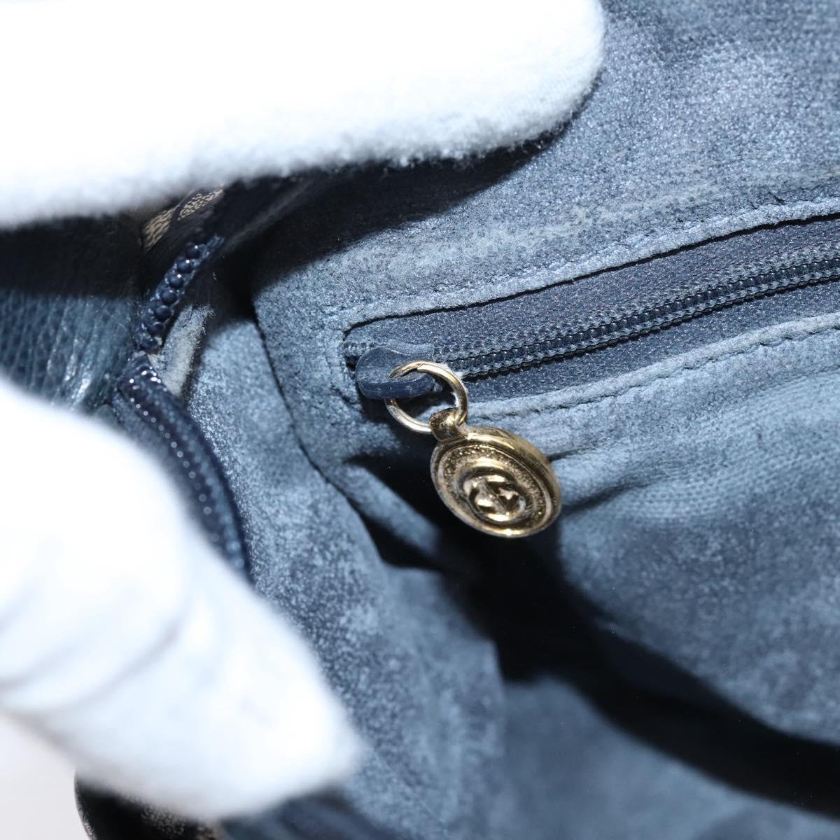 GUCCI GG Supreme Sherry Line Shoulder Bag PVC Navy Gold 001 754 6177 Auth fm5467
