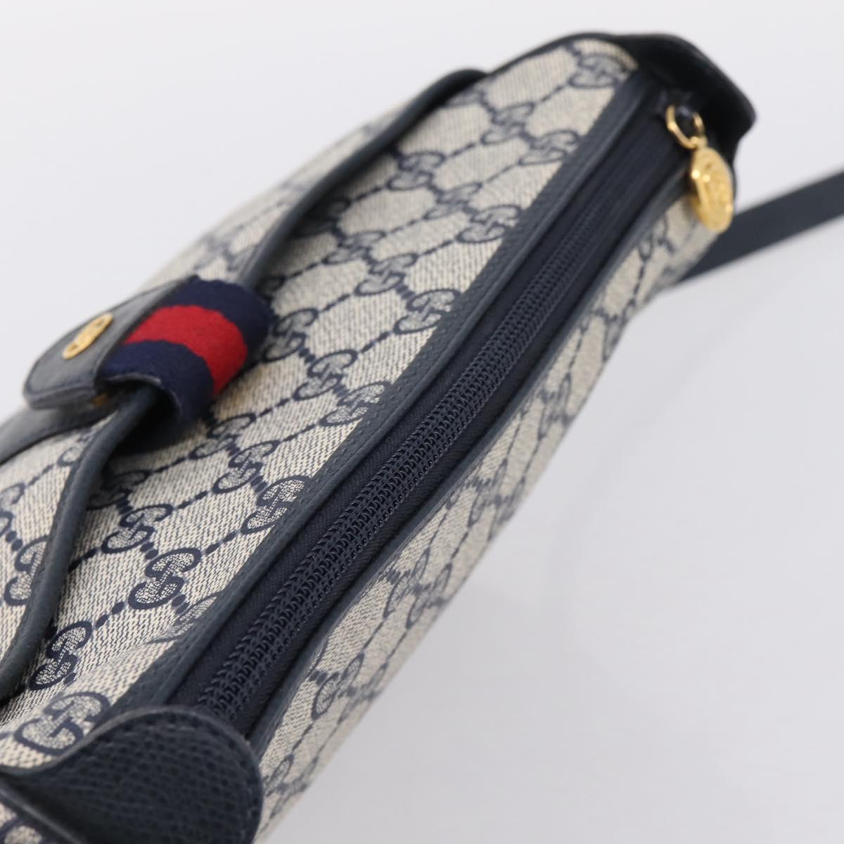GUCCI GG Supreme Sherry Line Shoulder Bag PVC Navy Gold 001 754 6177 Auth fm5467
