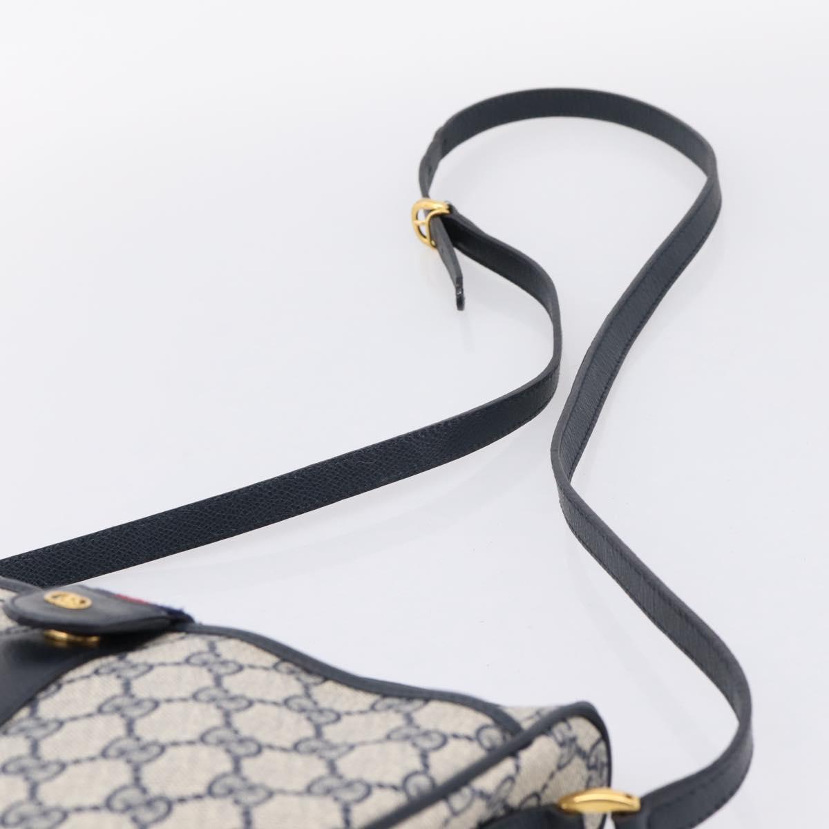 GUCCI GG Supreme Sherry Line Shoulder Bag PVC Navy Gold 001 754 6177 Auth fm5467