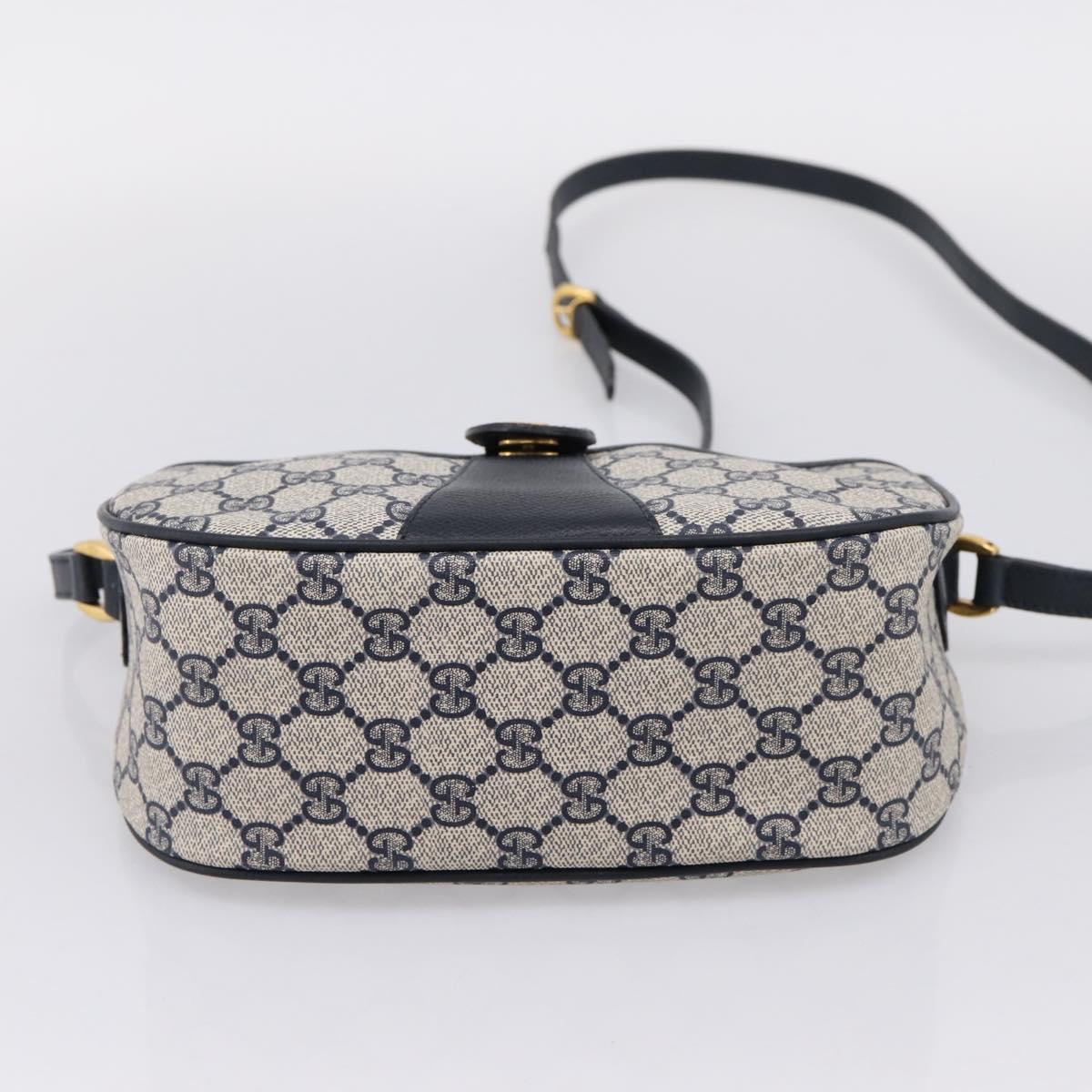 GUCCI GG Supreme Sherry Line Shoulder Bag PVC Navy Gold 001 754 6177 Auth fm5467