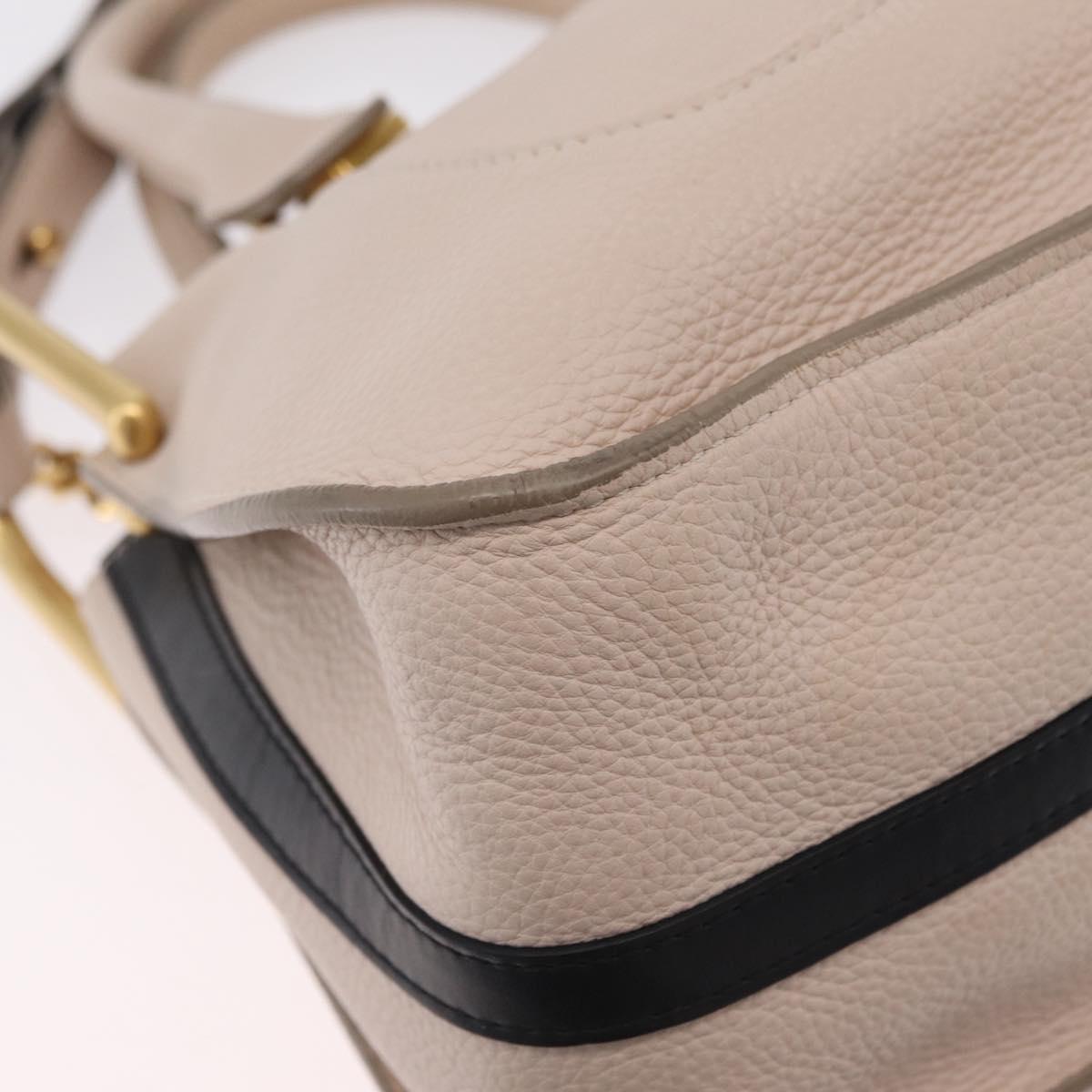 Chloe Hailey Hand Bag Leather 2way Beige Gold 02165665 Auth fm5471A