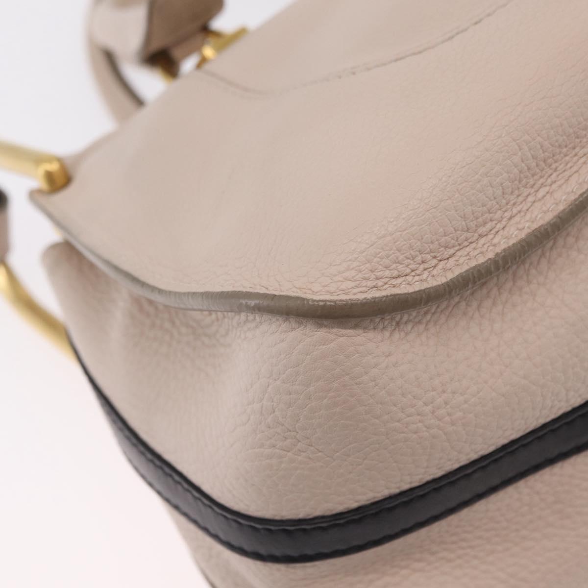 Chloe Hailey Hand Bag Leather 2way Beige Gold 02165665 Auth fm5471A
