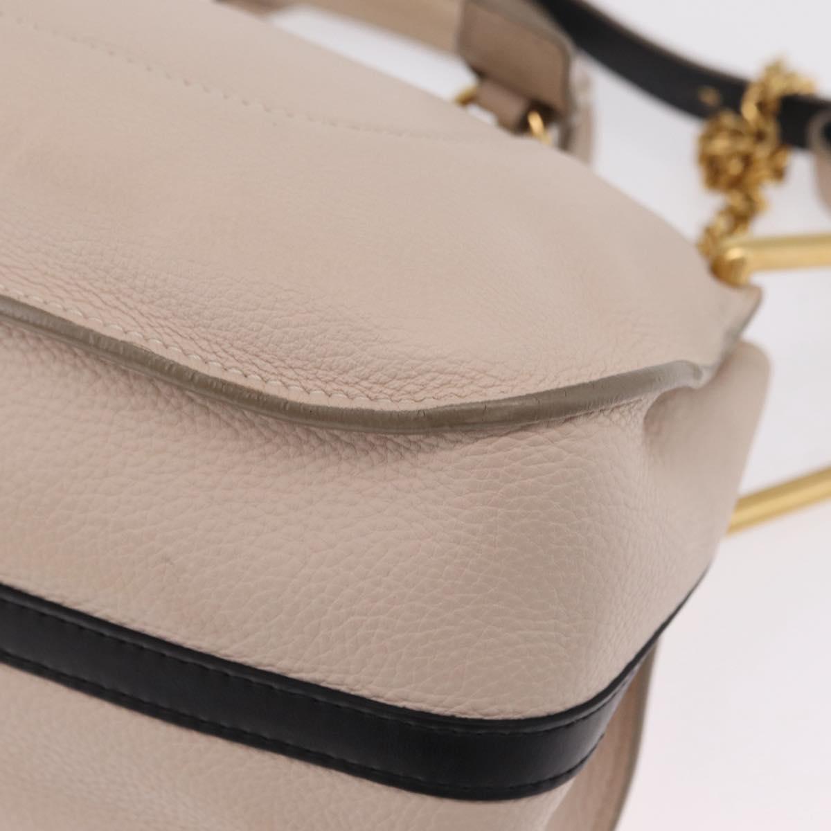 Chloe Hailey Hand Bag Leather 2way Beige Gold 02165665 Auth fm5471A