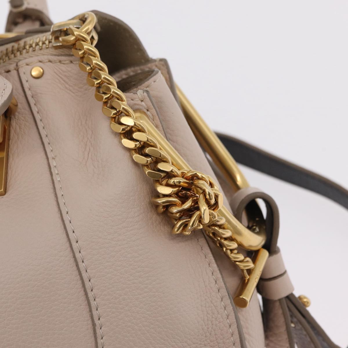 Chloe Hailey Hand Bag Leather 2way Beige Gold 02165665 Auth fm5471A