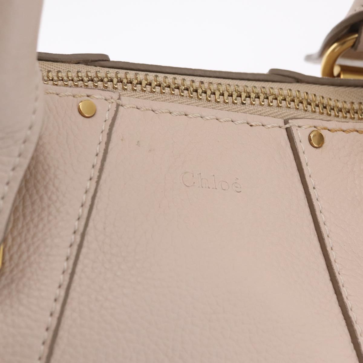 Chloe Hailey Hand Bag Leather 2way Beige Gold 02165665 Auth fm5471A