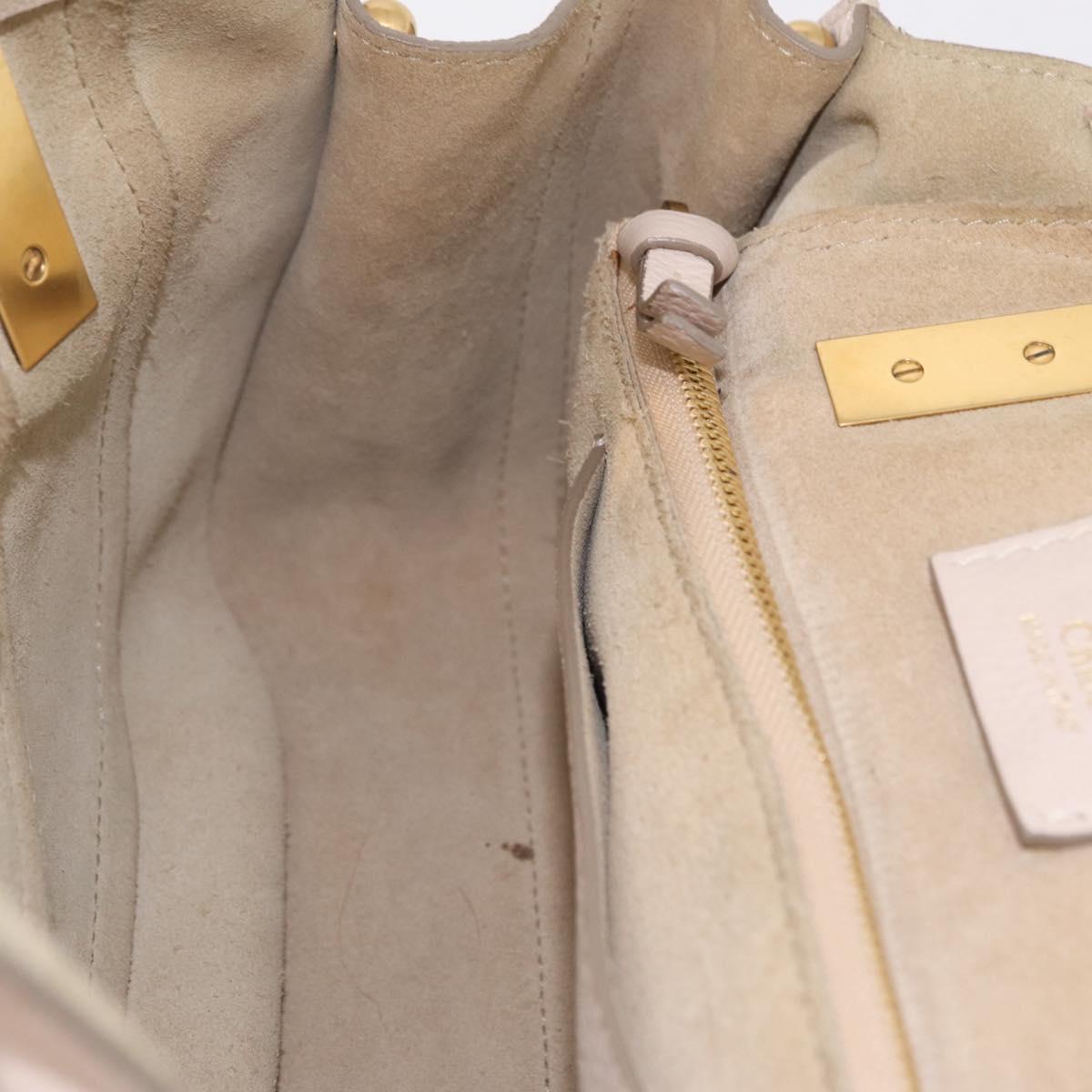 Chloe Hailey Hand Bag Leather 2way Beige Gold 02165665 Auth fm5471A