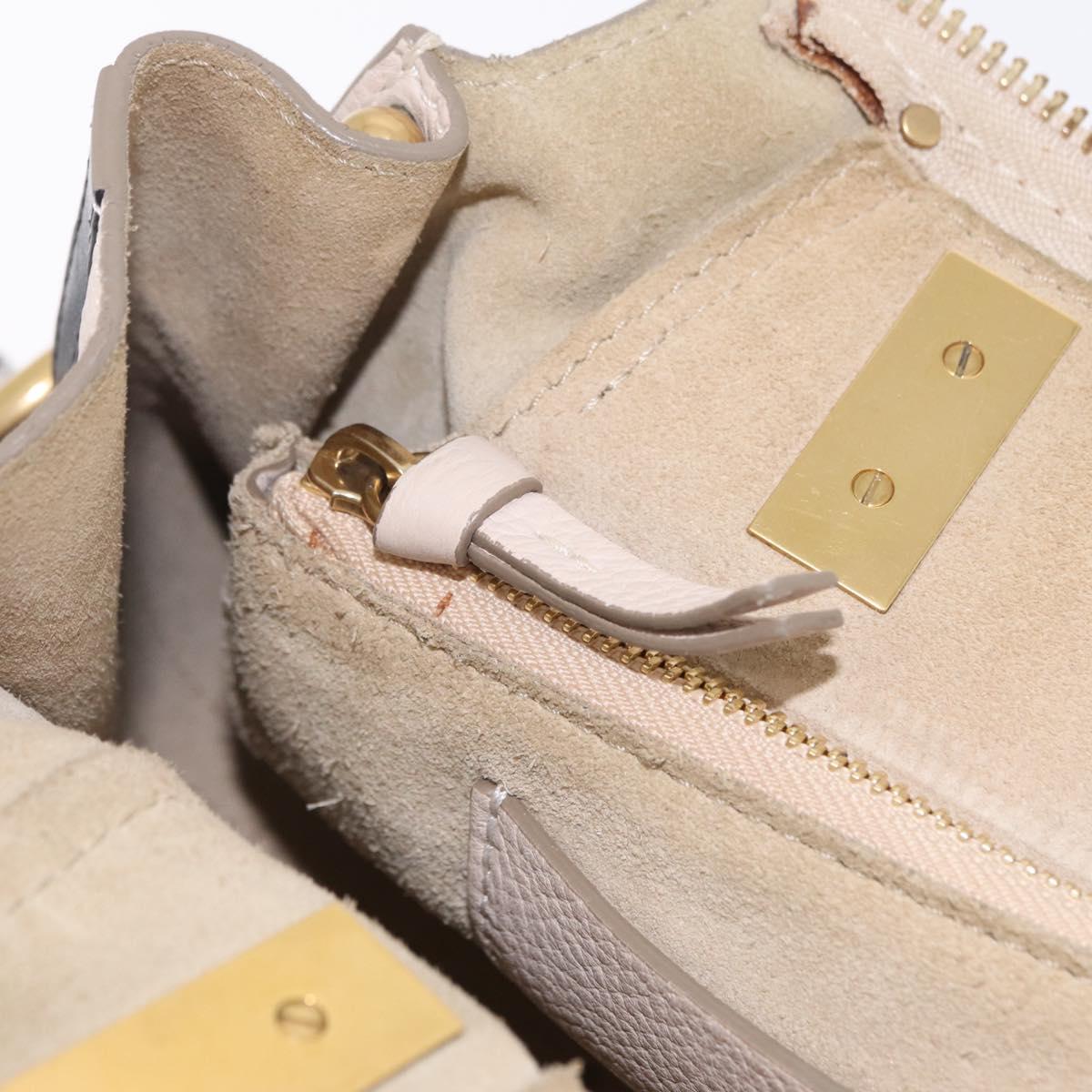 Chloe Hailey Hand Bag Leather 2way Beige Gold 02165665 Auth fm5471A