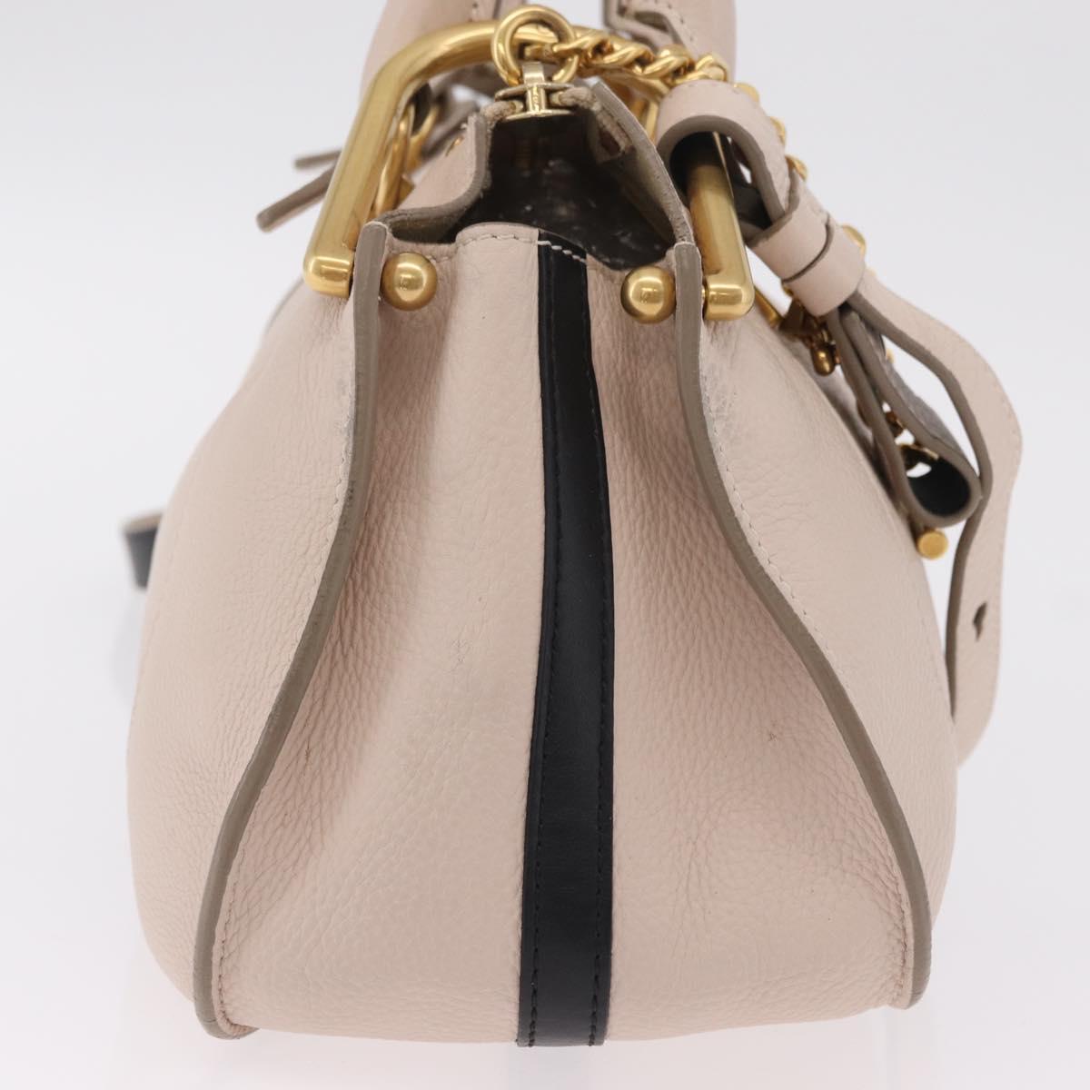 Chloe Hailey Hand Bag Leather 2way Beige Gold 02165665 Auth fm5471A