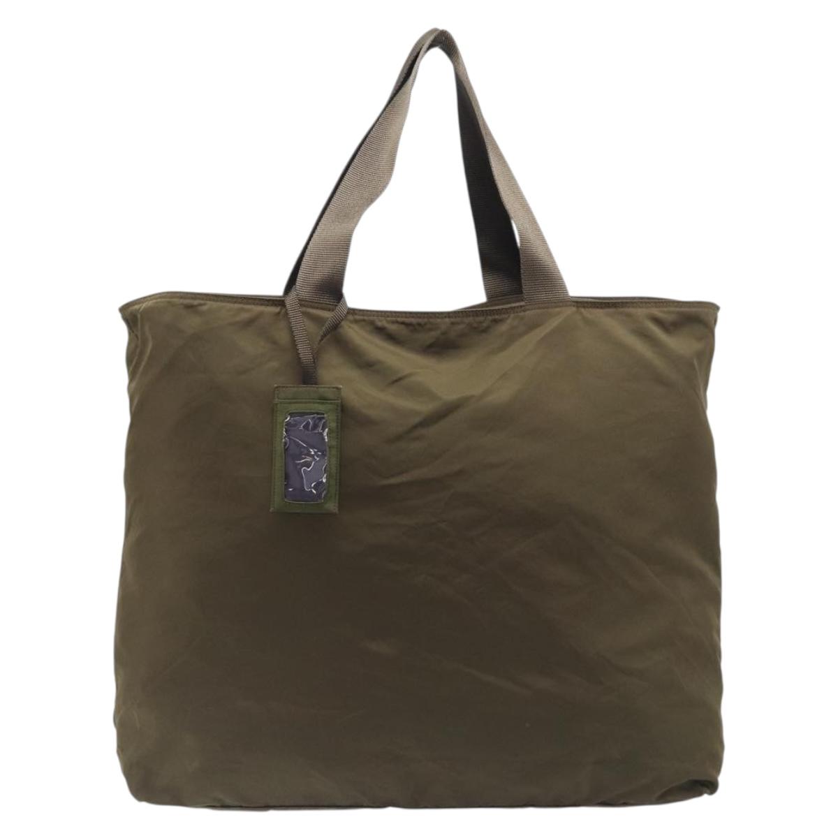 PRADA Boston Bag Nylon Green Silver Auth fm5474