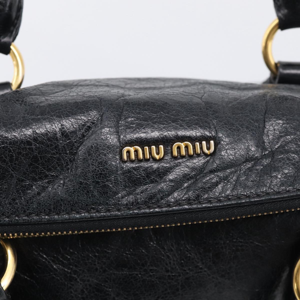 Miu Miu Hand Bag Leather 2way Black Gold Auth fm5480SAM