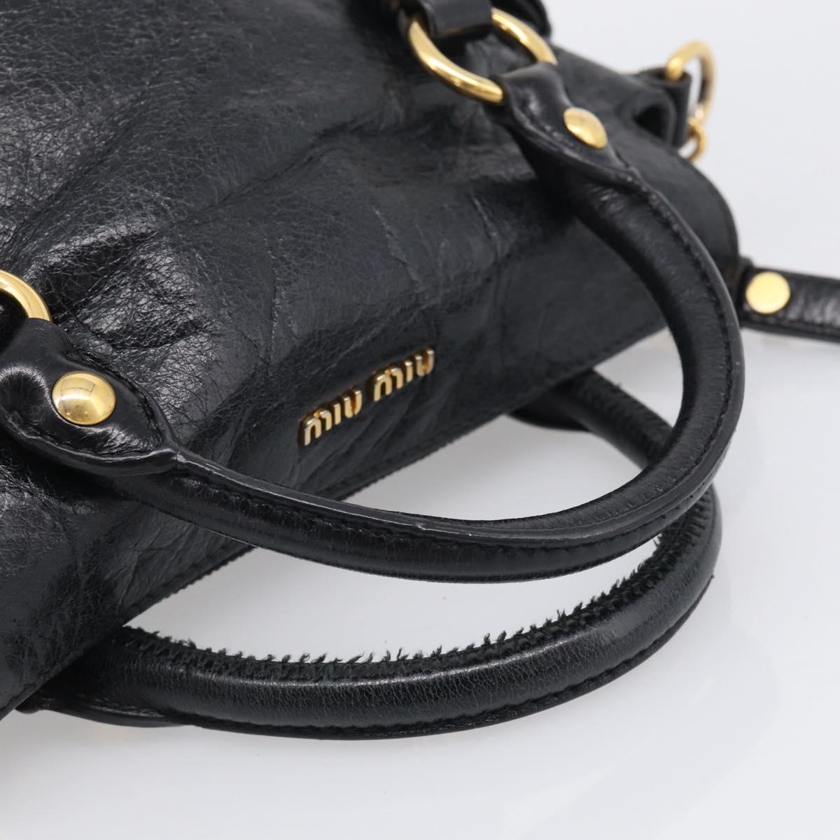 Miu Miu Hand Bag Leather 2way Black Gold Auth fm5480SAM