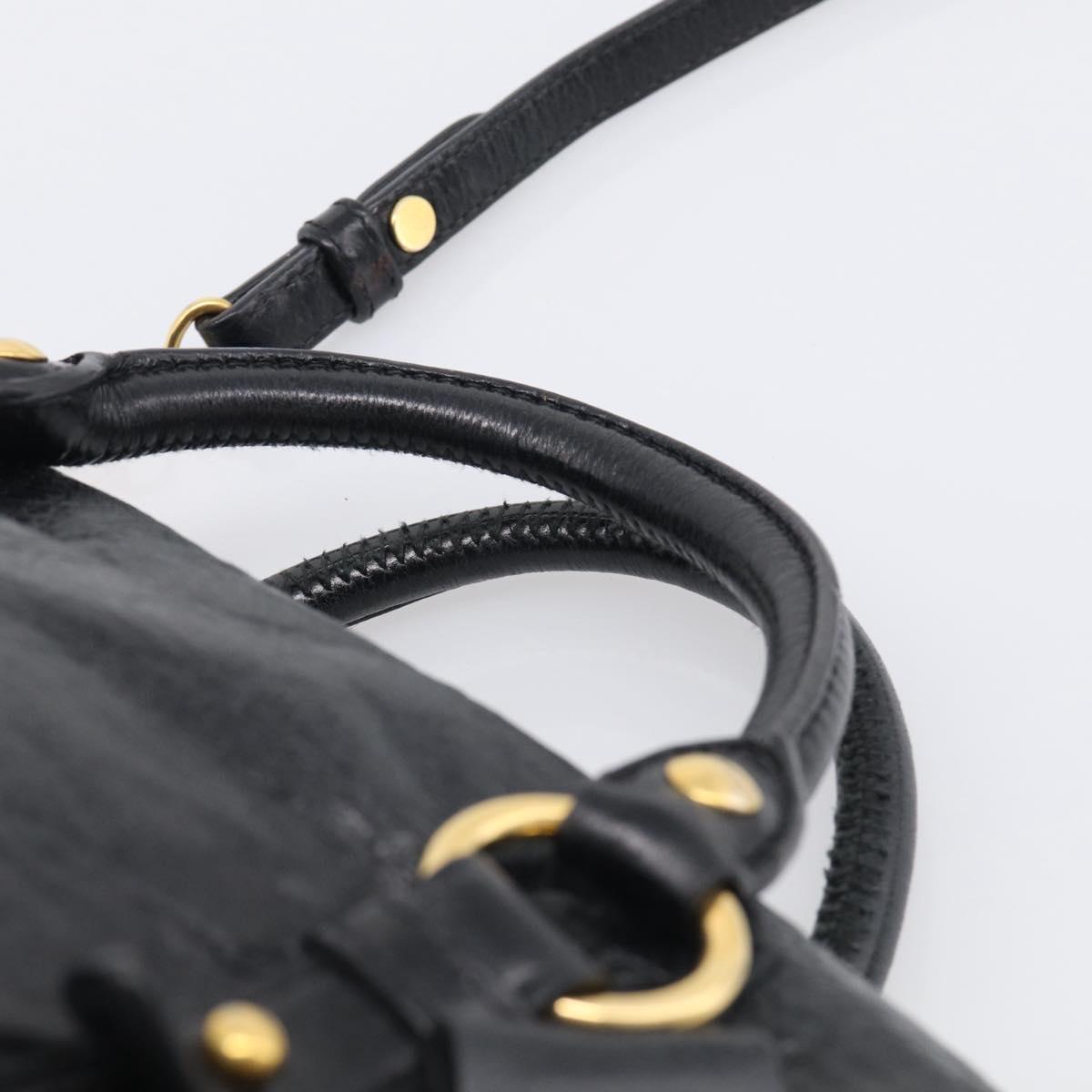 Miu Miu Hand Bag Leather 2way Black Gold Auth fm5480SAM