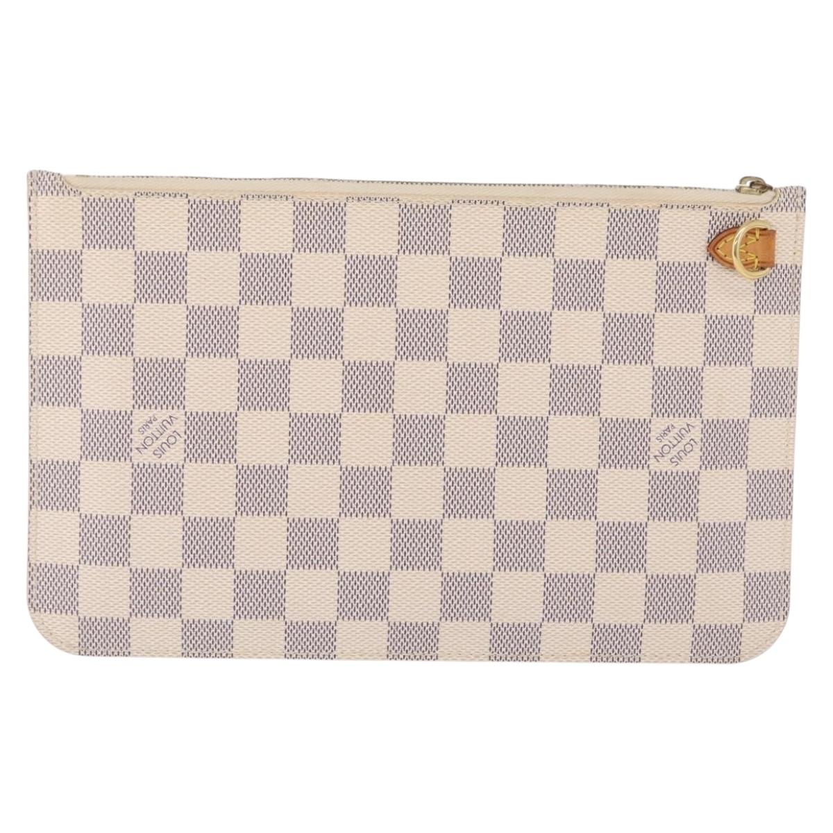 LOUIS VUITTON Damier Azur Neverfull MM Pouch LV Auth fm5484