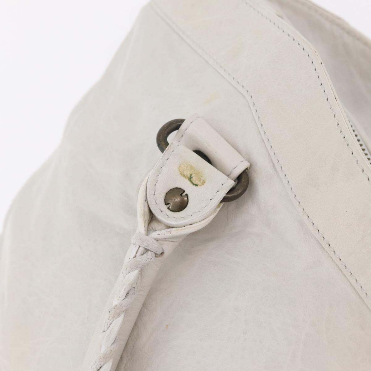 Balenciaga The Perth Hand Bag Leather White 128522 Auth fm5489V