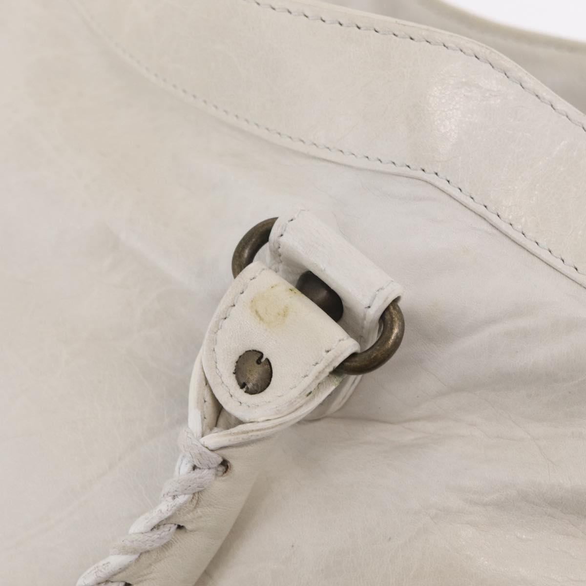 Balenciaga The Perth Hand Bag Leather White 128522 Auth fm5489V