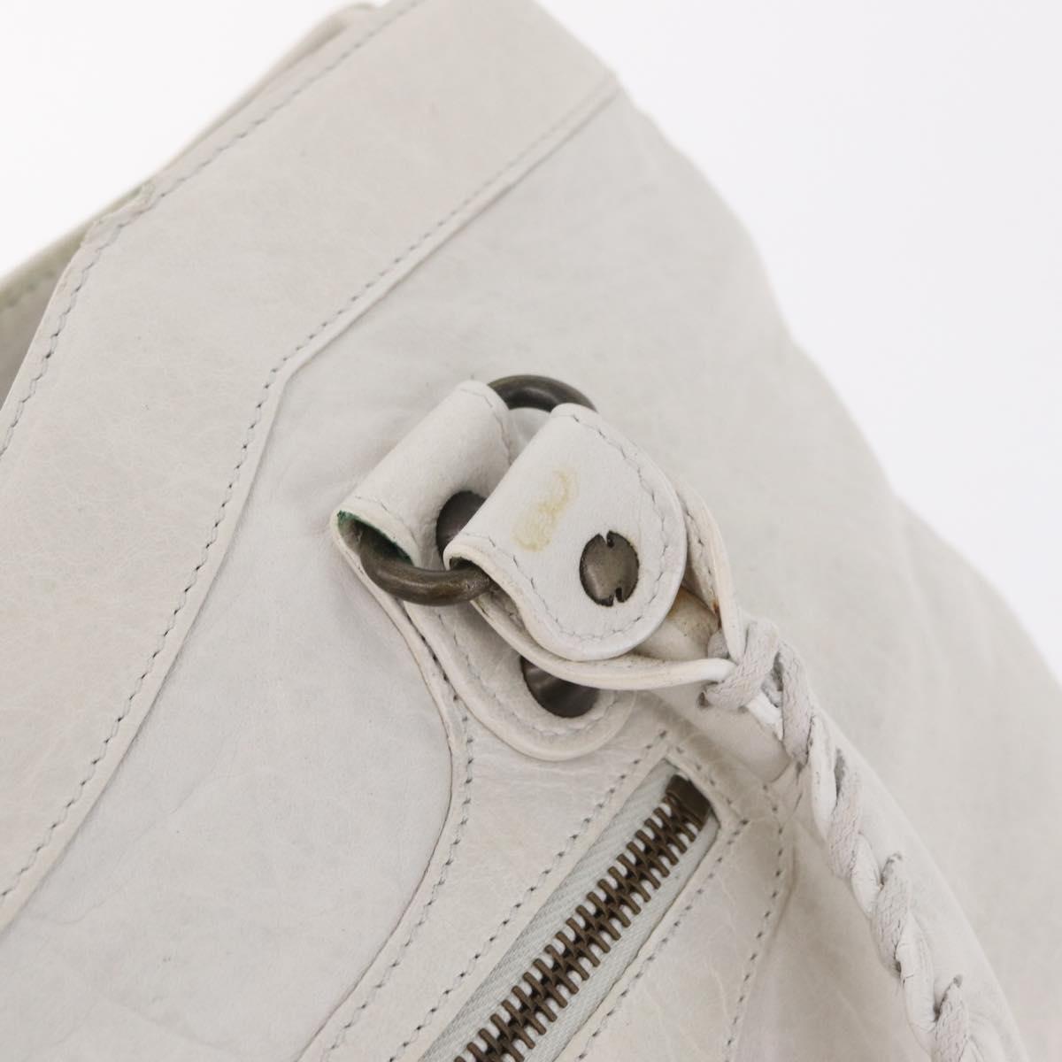 Balenciaga The Perth Hand Bag Leather White 128522 Auth fm5489V