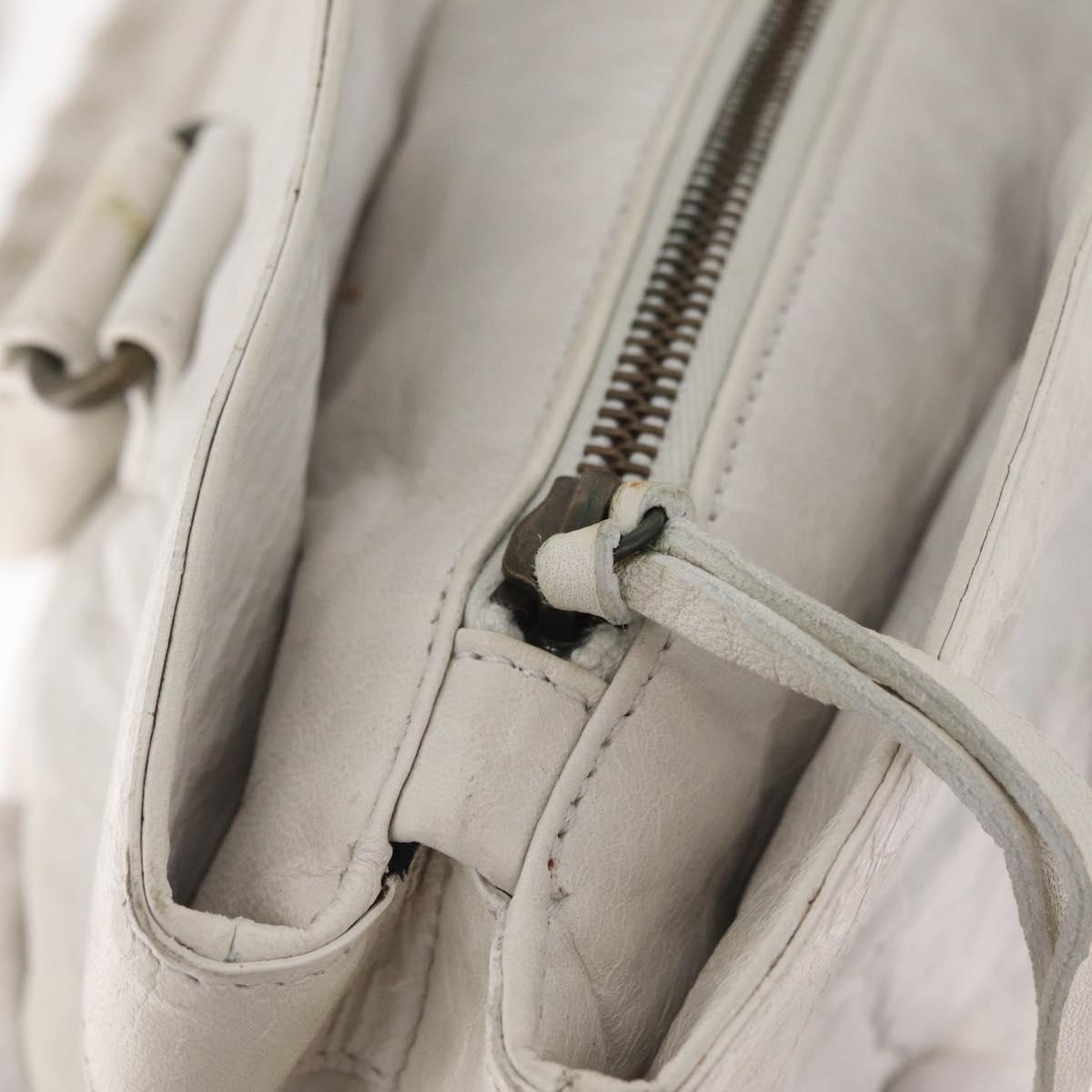 Balenciaga The Perth Hand Bag Leather White 128522 Auth fm5489V