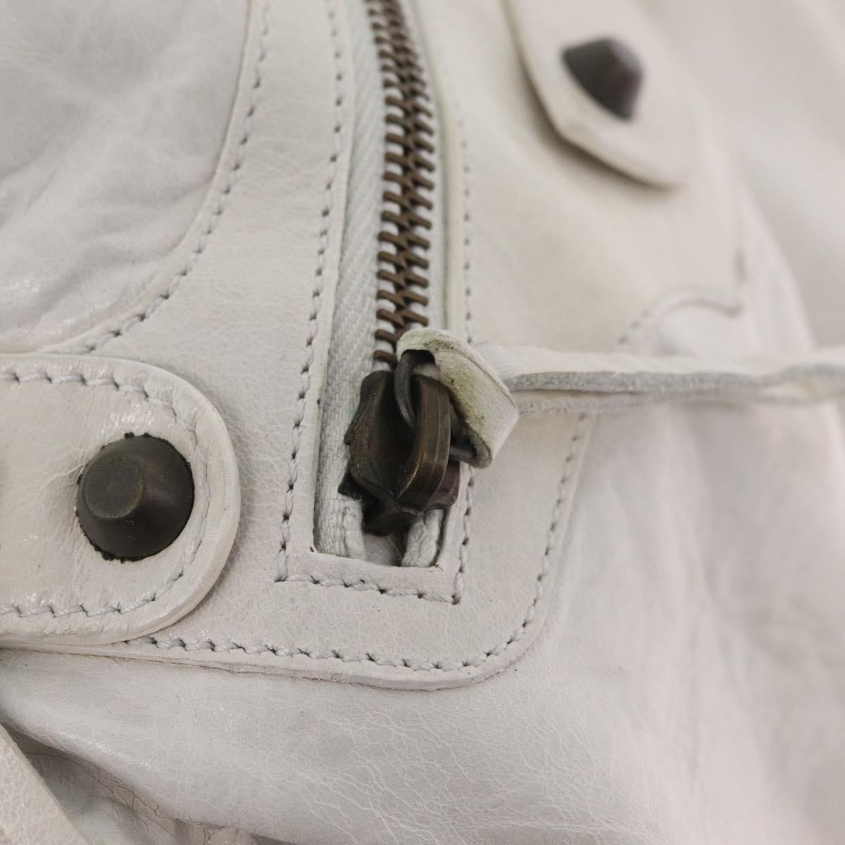 Balenciaga The Perth Hand Bag Leather White 128522 Auth fm5489V