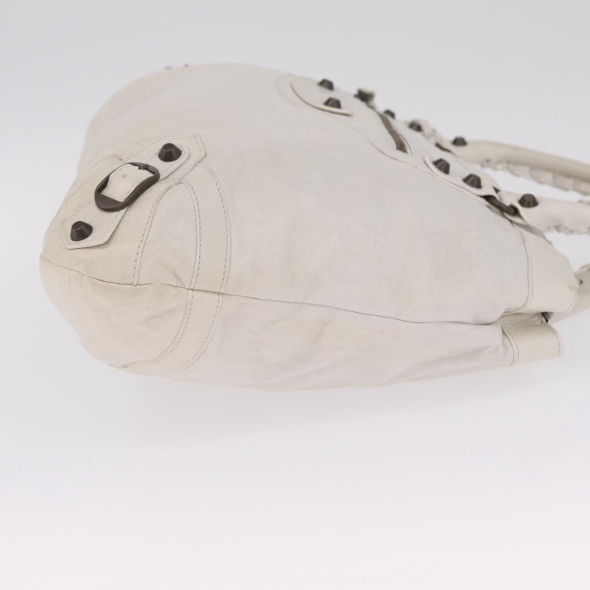 Balenciaga The Perth Hand Bag Leather White 128522 Auth fm5489V