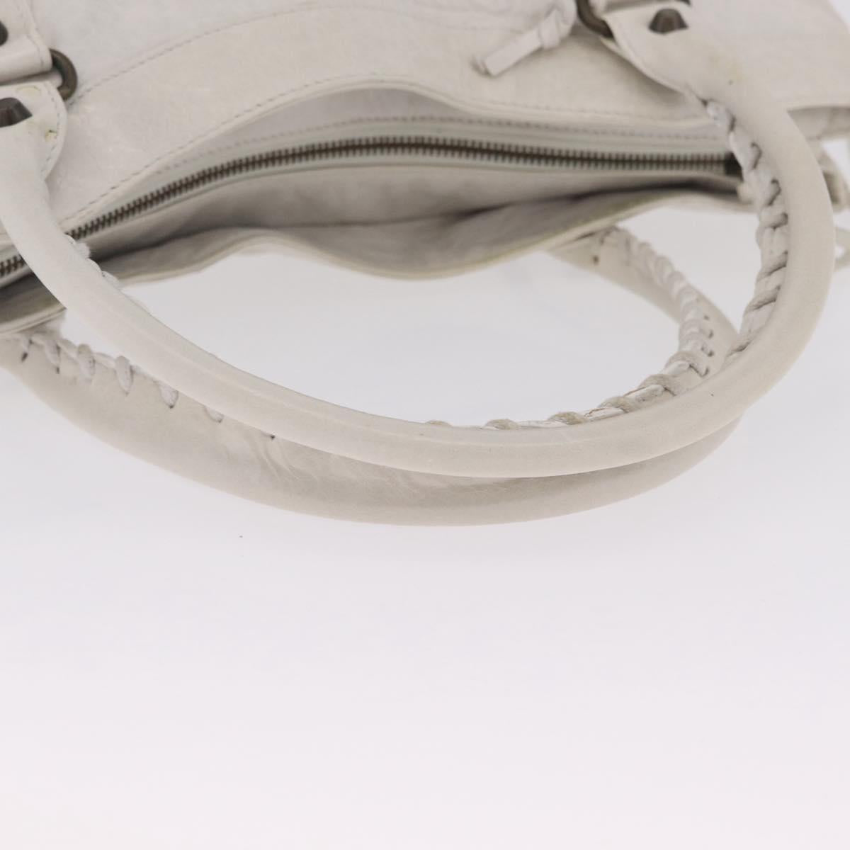 Balenciaga The Perth Hand Bag Leather White 128522 Auth fm5489V
