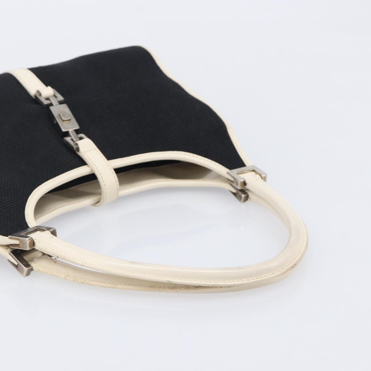 GUCCI Jackie Hand Bag Canvas Black Silver 002 1068 Auth fm5498