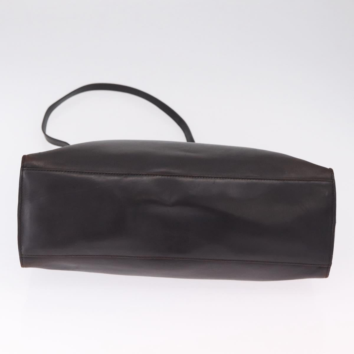 GUCCI Hand Bag Leather 2way Dark Brown Silver 002 1028 Auth fm5502