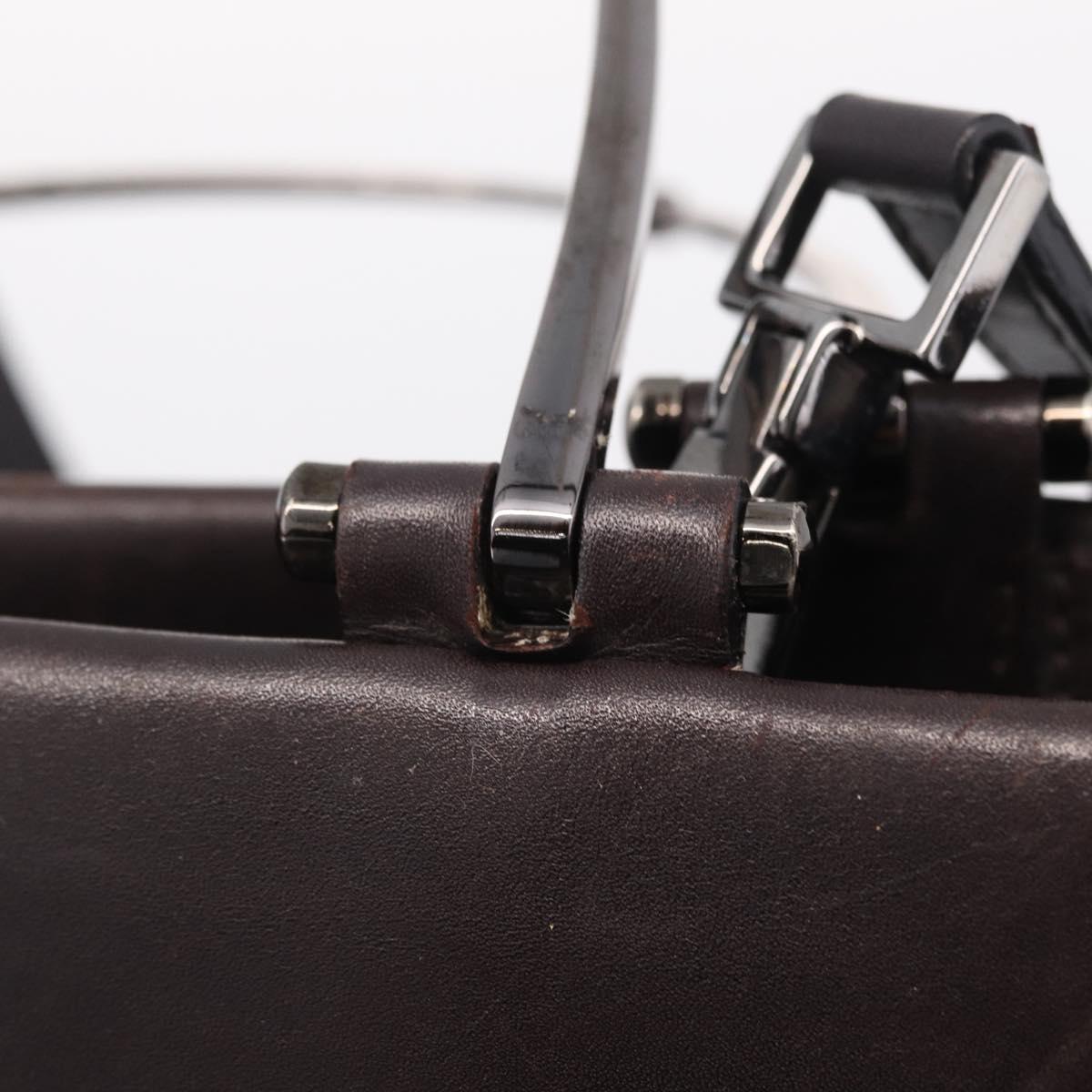 GUCCI Hand Bag Leather 2way Dark Brown Silver 002 1028 Auth fm5502