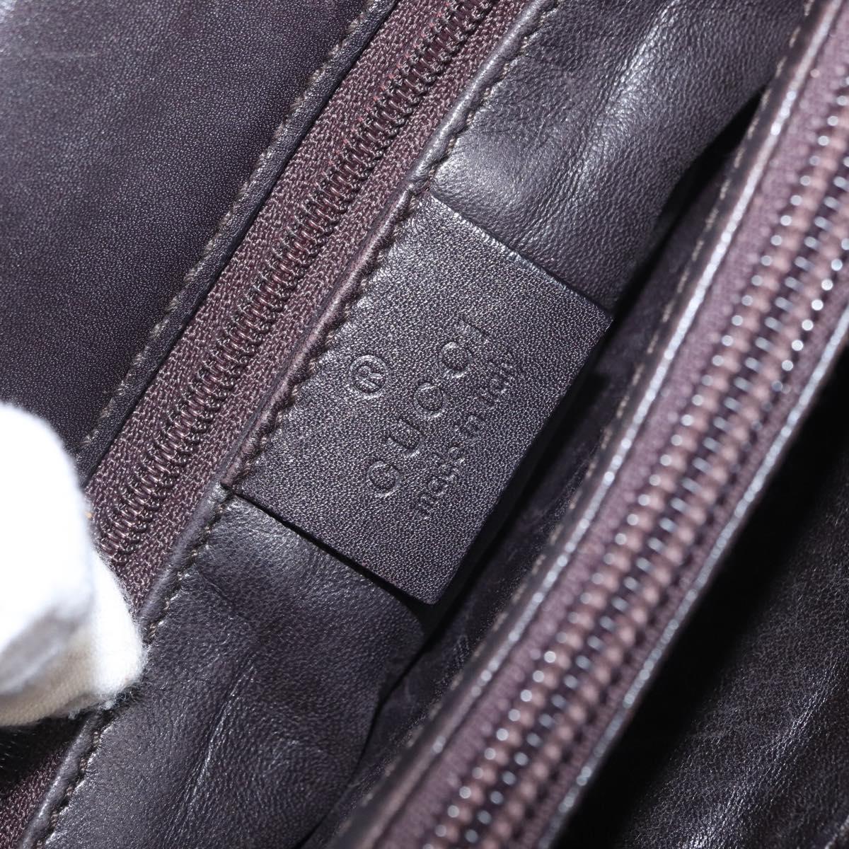 GUCCI Hand Bag Leather 2way Dark Brown Silver 002 1028 Auth fm5502