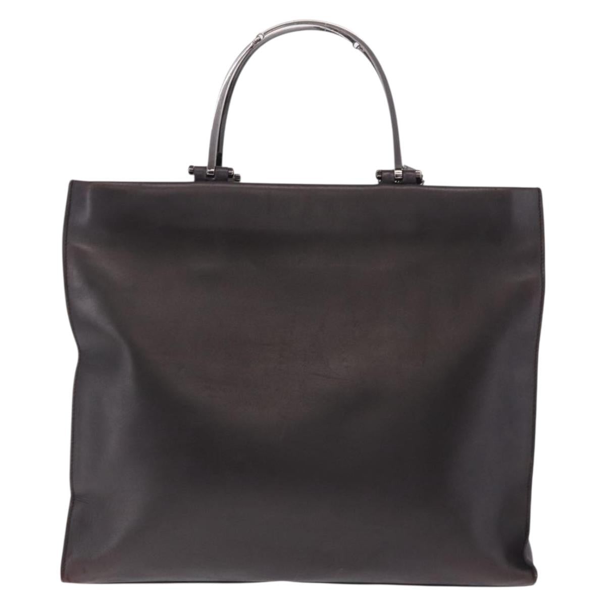 GUCCI Hand Bag Leather 2way Dark Brown Silver 002 1028 Auth fm5502
