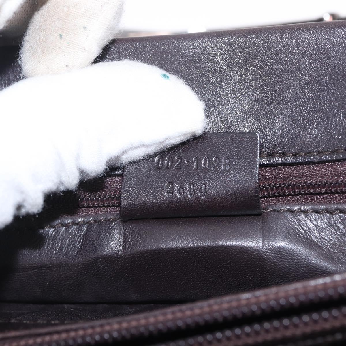 GUCCI Hand Bag Leather 2way Dark Brown Silver 002 1028 Auth fm5502