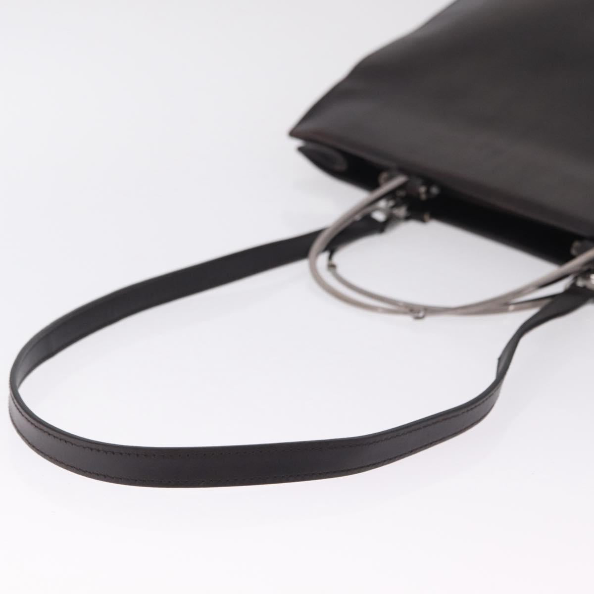 GUCCI Hand Bag Leather 2way Dark Brown Silver 002 1028 Auth fm5502