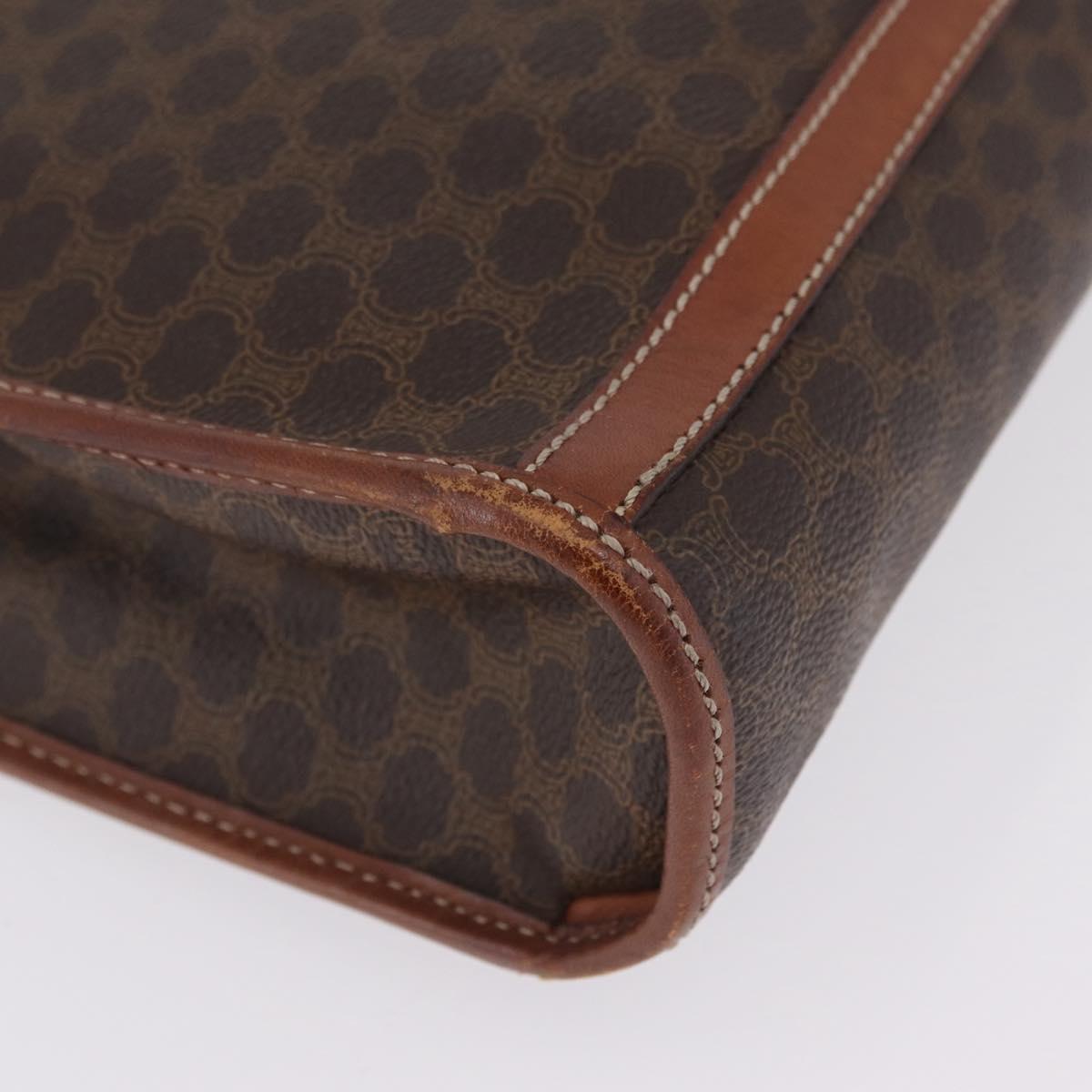CELINE Macadam Canvas Tote Bag PVC Leather Brown Gold Auth fm5504