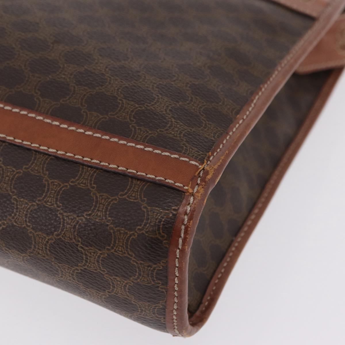 CELINE Macadam Canvas Tote Bag PVC Leather Brown Gold Auth fm5504