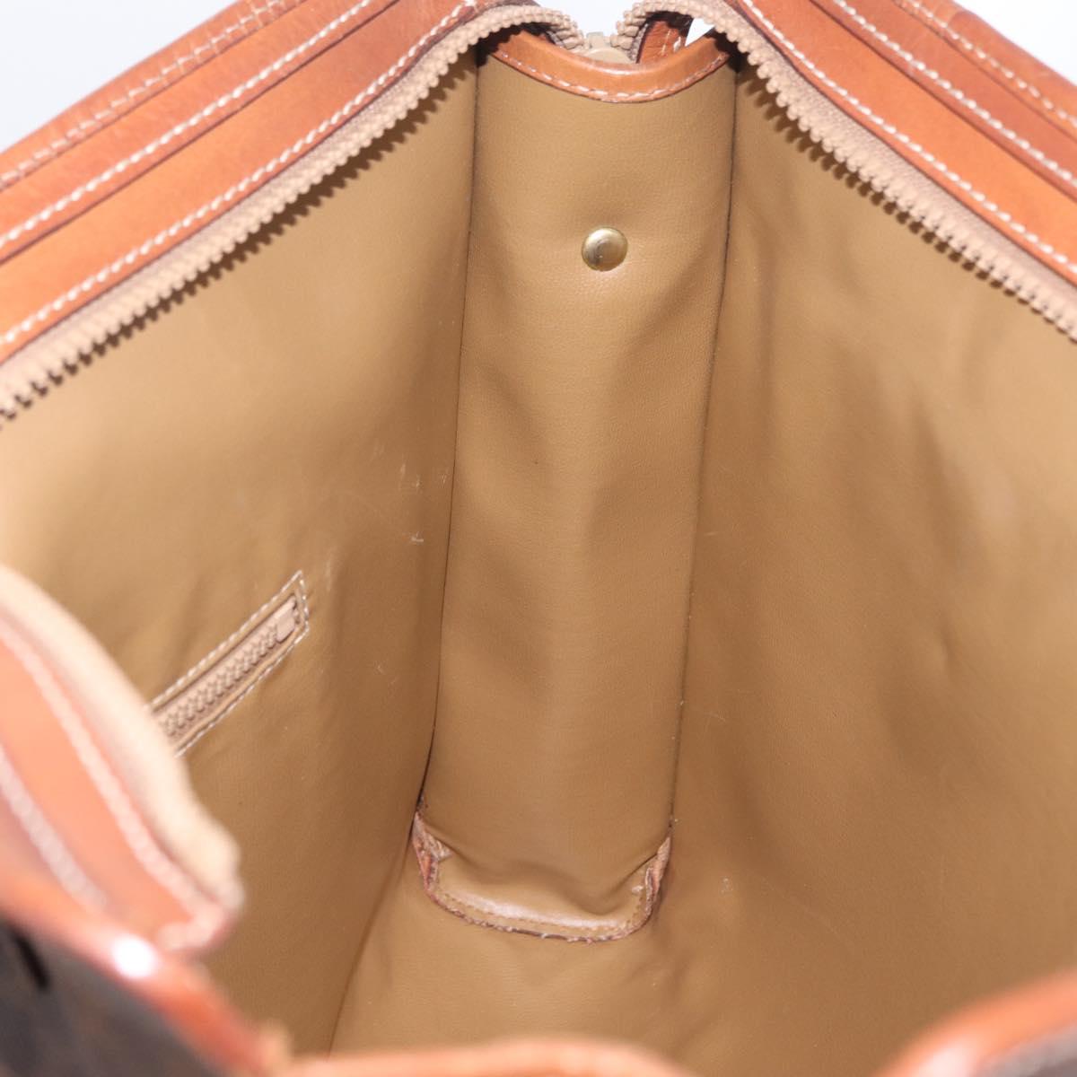 CELINE Macadam Canvas Tote Bag PVC Leather Brown Gold Auth fm5504