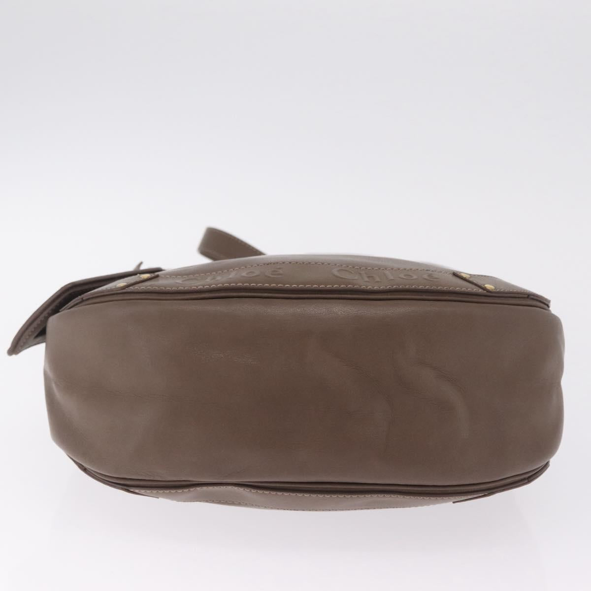 Chloe Eden Shoulder Bag Leather Gray Gold Auth fm5505