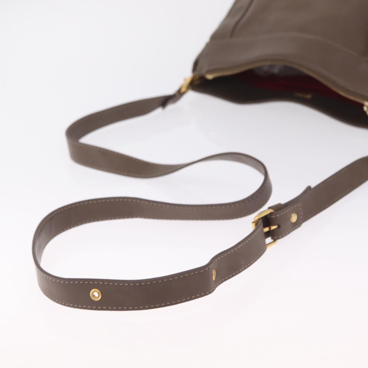 Chloe Eden Shoulder Bag Leather Gray Gold Auth fm5505