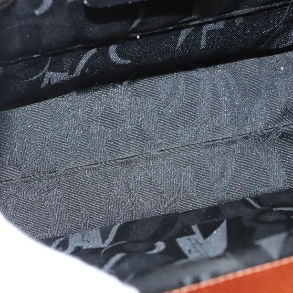 Salvatore Ferragamo Vala Hand Bag Leather Embossed 2way Brown Gold Auth gh015