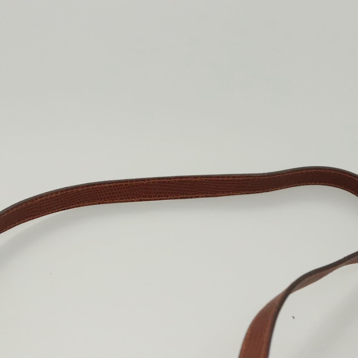 Salvatore Ferragamo Vala Hand Bag Leather Embossed 2way Brown Gold Auth gh015