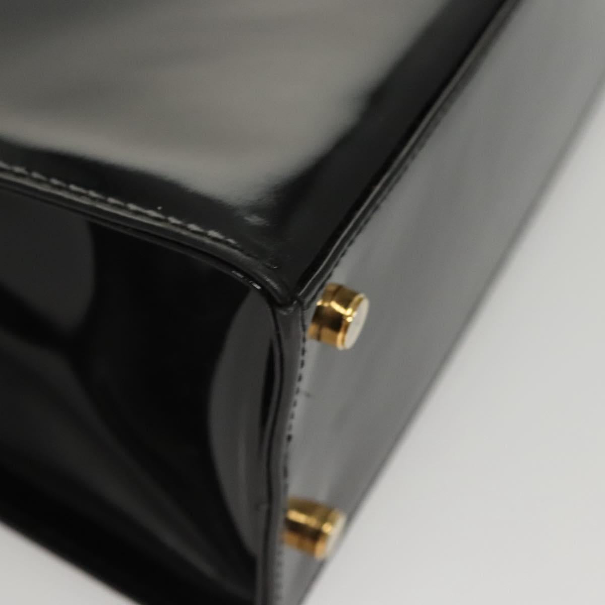 Salvatore Ferragamo Vala Shoulder Bag Patent leather Black Gold Auth gh016