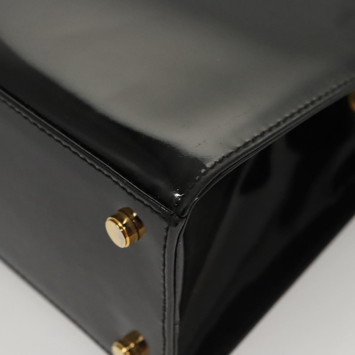 Salvatore Ferragamo Vala Shoulder Bag Patent leather Black Gold Auth gh016