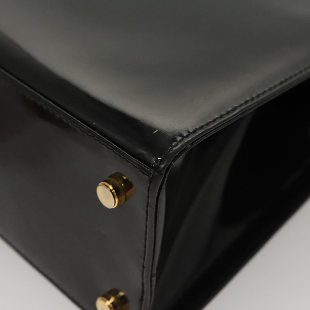 Salvatore Ferragamo Vala Shoulder Bag Patent leather Black Gold Auth gh016