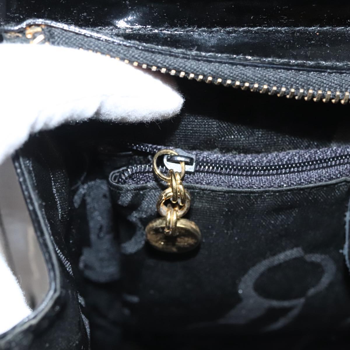 Salvatore Ferragamo Vala Shoulder Bag Patent leather Black Gold Auth gh016