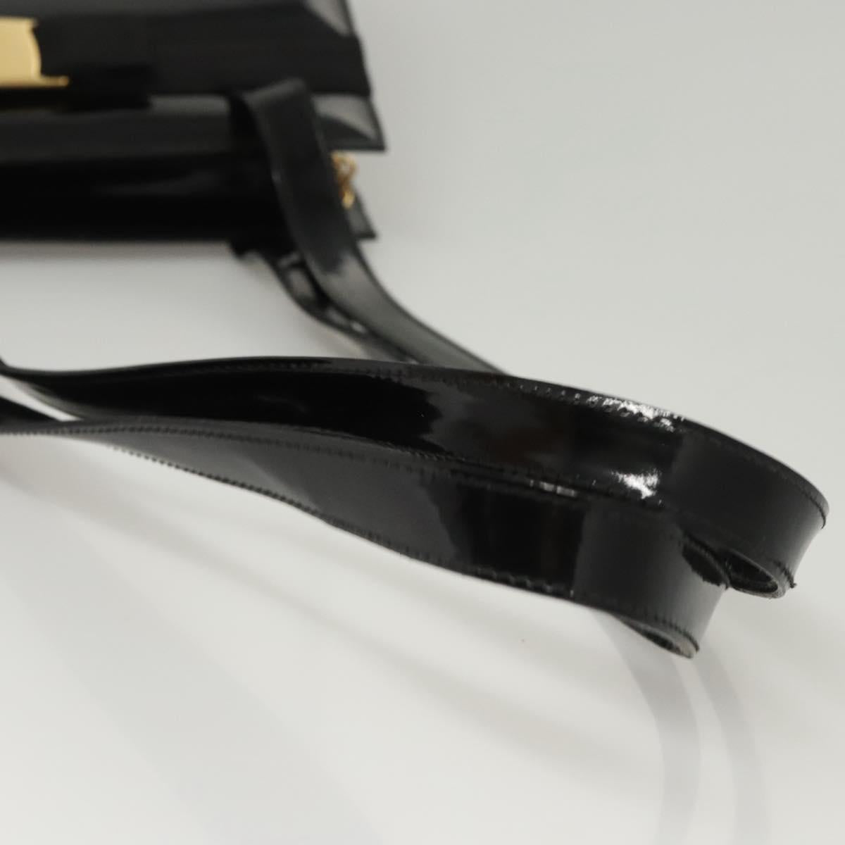 Salvatore Ferragamo Vala Shoulder Bag Patent leather Black Gold Auth gh016