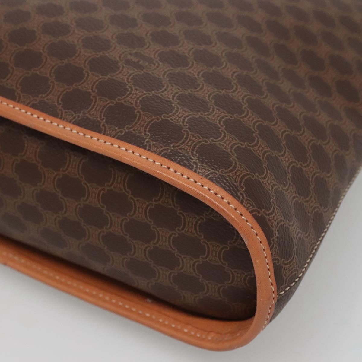 CELINE Macadam Canvas Hand Bag PVC Leather Brown Gold Auth gh019