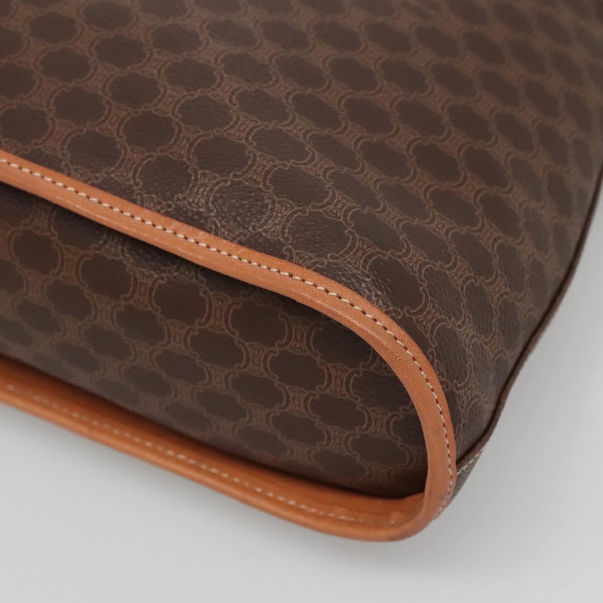 CELINE Macadam Canvas Hand Bag PVC Leather Brown Gold Auth gh019