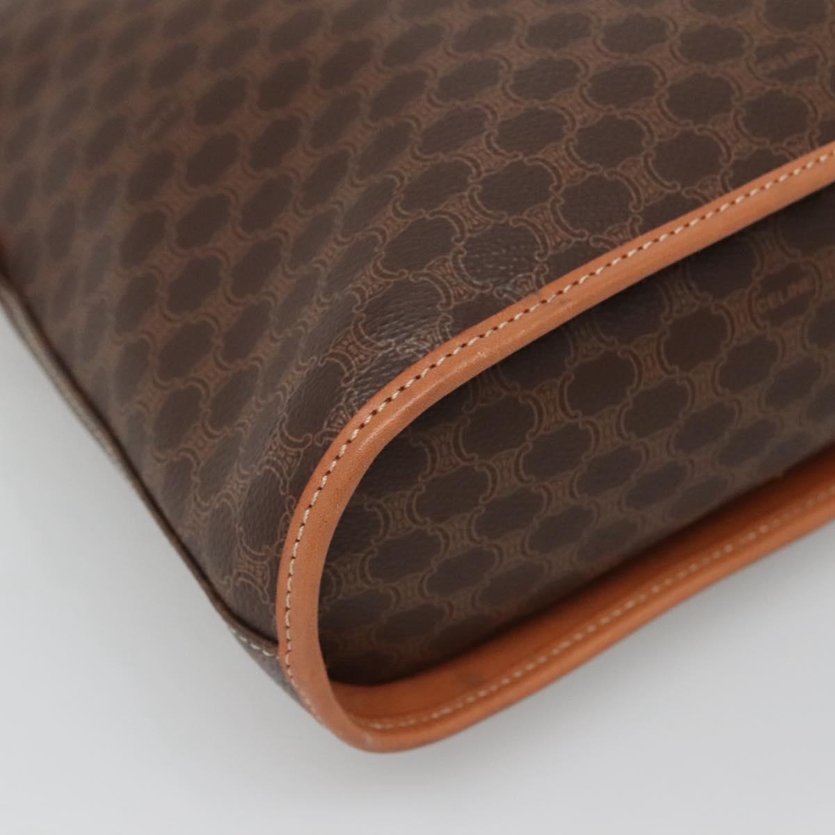 CELINE Macadam Canvas Hand Bag PVC Leather Brown Gold Auth gh019