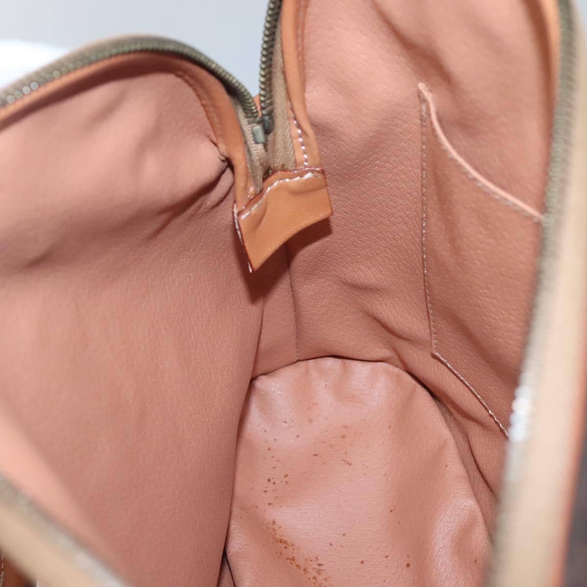 CELINE Macadam Canvas Hand Bag PVC Leather Brown Gold Auth gh019