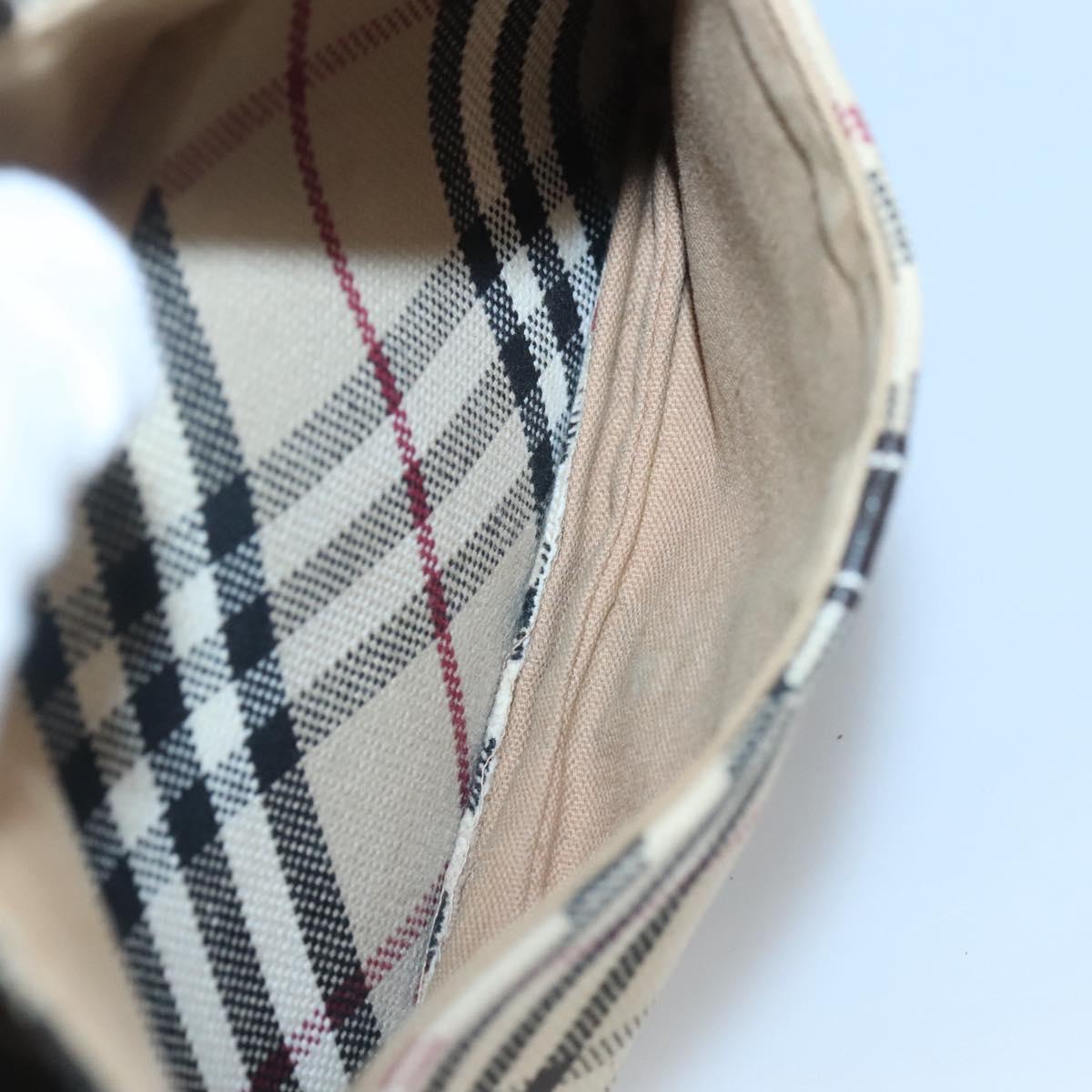 BURBERRY Nova Check Blue Label Shoulder Bag Canvas Beige Silver Auth gh030