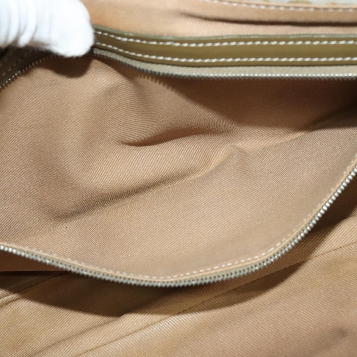 CELINE C Macadam Canvas Shoulder Bag Beige Brown Silver Auth gh040